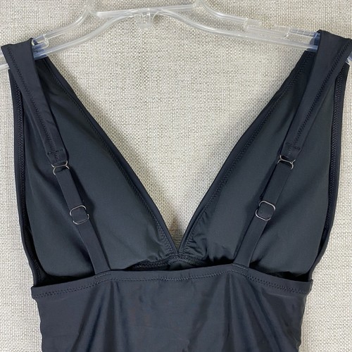 J Crew Ruched Plunge One Piece Swimsuit Womens Size S Small Black Minimalist NWT - Picture 6 of 11
