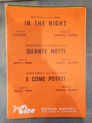 RELLY SHEET MUSIC ''IN THE NIGHT'' ROBIN ''HOW MANY NIGHTS'' ''AND HOW COULD I''