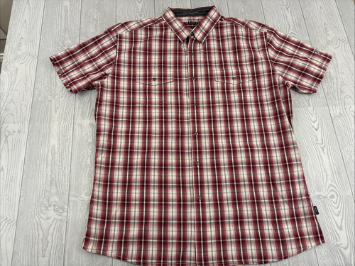 EUC KUHL Men's XL Brisk Short Sleeve Cotton Linen Plaid Shirt Rio Red pockets - Picture 11 of 16