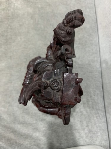 Vtg Possibly Antique Chinese Wood Carving Statue Immortal Man w/ Ruyi & Woman - Picture 5 of 11