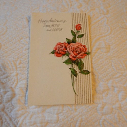 Vintage Karte Hochzeitstag, Kolonie 15A 6261-1, Tante & Onkel rote Rosen - Bild 1 von 5