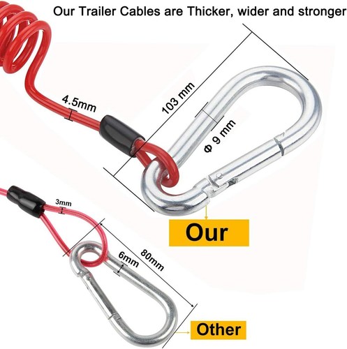 2Pcs Breakaway Trailer Cable, Trailer Brake Cable, RV Stainless Steel Spring Tow - Picture 3 of 12