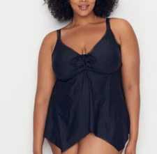 Birdsong Plus Size 20W Black Eco Onyx Sharkbite Underwire Tankini Swim Top Plus