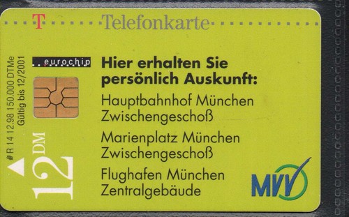TKL043 - Telefonkarte R 14 12.98, Verkehrsverbund München, Auflage 150.000, leer - Bild 2 von 2