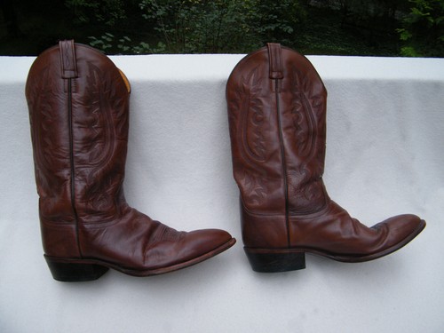 Old West Brown Leather Cowboy Western Boots 5217 Size 12 D - Picture 2 of 7
