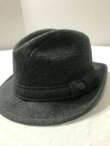 Trav-039-ler-by-Country-Gentleman-Charcoal-Corded-Wool-Fedora-Hat-Size-6-7-8