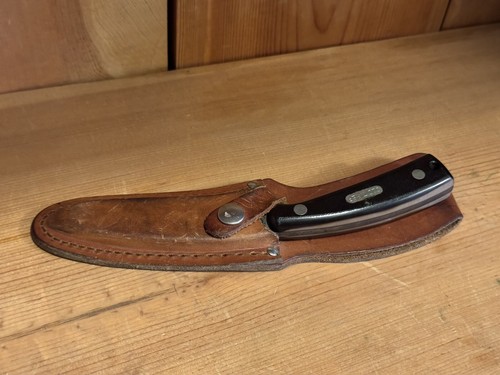 Schrade Old Timer USA Fixed Blade Knife Guthook Skinner w/ Leather Sheath 1580T - Picture 4 of 11