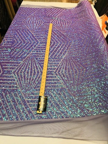 IRIDESCENT GEOMETRIC DIAMOND DESIGN WITH SEQUIN ON A 2 WAY STRETCH MESH- - Picture 3 of 90