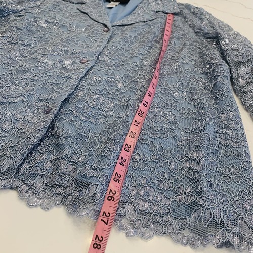 QVC Two Piece Metallic Long Sleeve Blouse w/ Solid Blue Stretchy Pants Size 1X - Picture 8 of 24