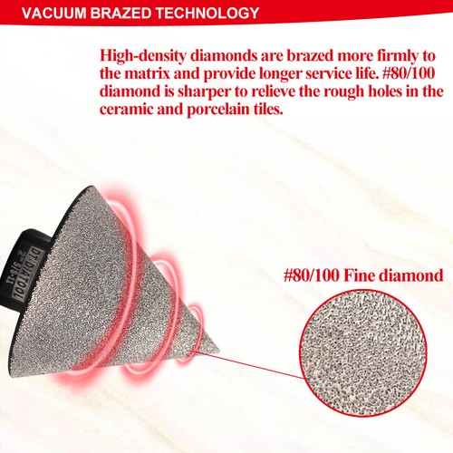 Broca de fresado de orificio de bisel biselado de diamante de 2"/50 mm para granito vidrio cerámica - Imagen 3 de 9