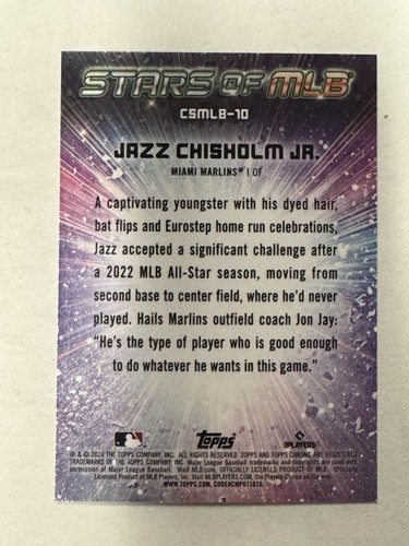 2024 Topps - Jazz Chisholm #CSMLB-10 Stars of MLB Miami Marlins - Picture 2 of 2