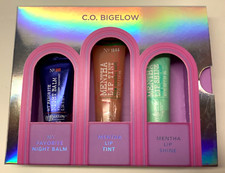 Bath  Body Works CO Bigelow 3pc LIP SET Night Balm  Mentha Lip Tint Lip Shine