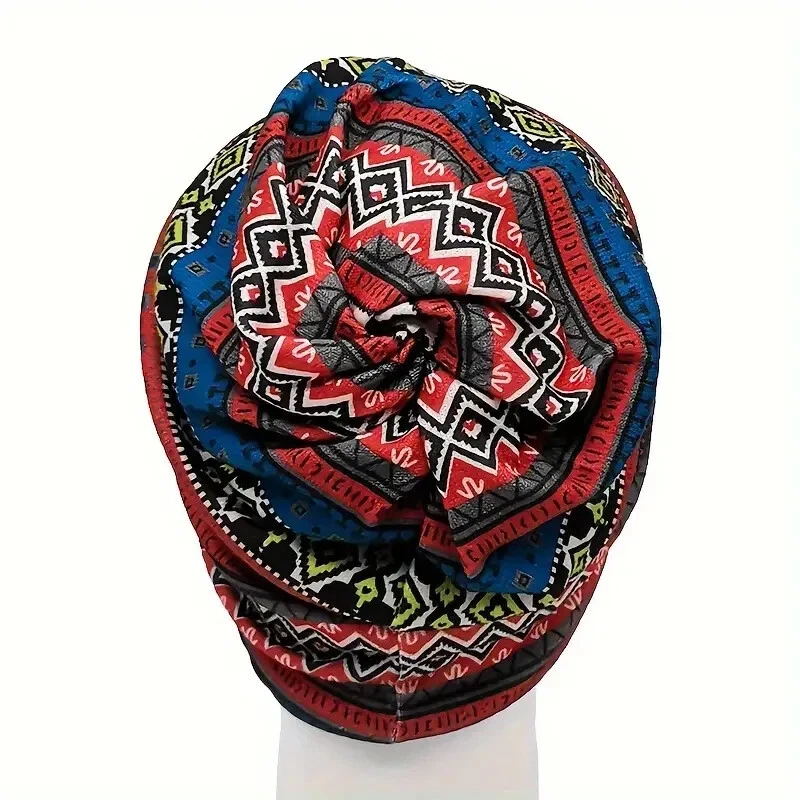 Gorro Floral Boho Rayas Sombrero Diadema Elástico Calavera Gorra Transpirable Ligero Foto 2 de 3
