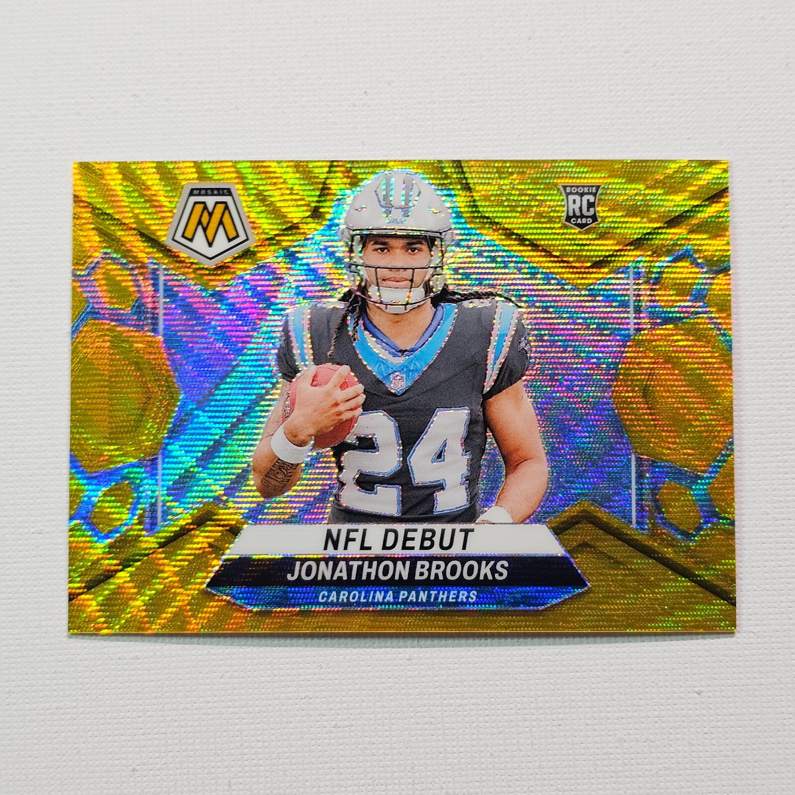 2024 Panini Mosaic Gold Wave Prizm Jonathon Brooks 05/17 NFL Debut Rookie RC 2G