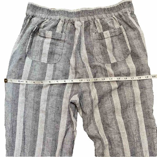 Pantalone donna Caslon bianco grigio righe lino/rayon gamba larga taglia small - Foto 5 di 5