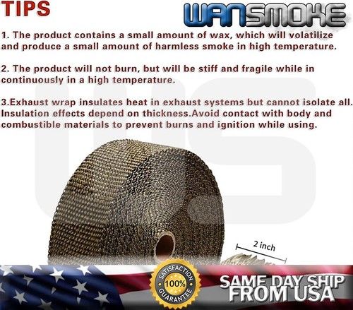 50ft Titanium Fiberglass Heat Wrap Tape Exhaust Header Manifold Pipe Muffler Tip - Picture 2 of 8