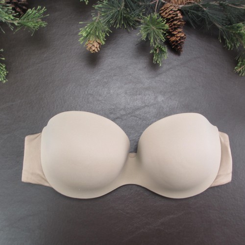 Warners Bra 34C Nude Strapless Padded Underwire Clasp Back