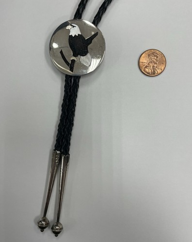 Sterling Silver Derrick & Nichelle Edaakie bolo tie pendant American Eagle ZUNI - Picture 2 of 7