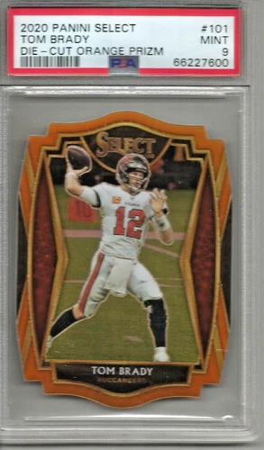 Tom Brady 2020 Panini Select Die-Cut Orange Prizm (#101) PSA 9