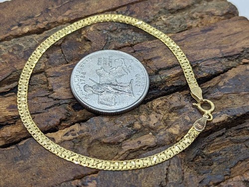 14k Bismark Chain Mesh Bracelet. Textured Chain Mesh link Yellow gold Italian - Picture 6 of 7