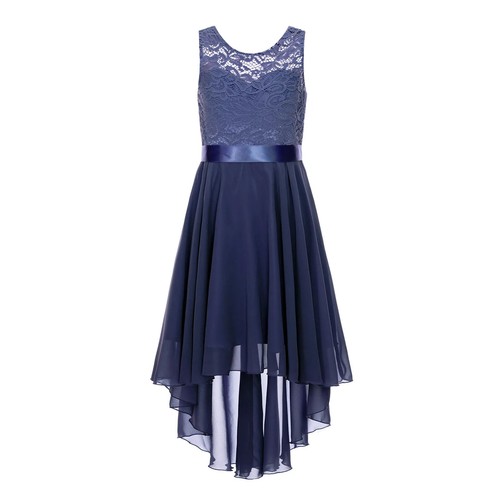 Kids Modern Dancewear Girls Sleeveless Dress with Silk Waistband Flower Girl - Picture 11 of 31