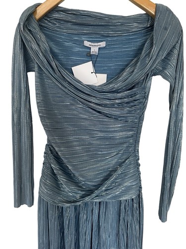 SABINA MUSAYEV Sublime Steel Blue Off Shoulder Dress SM NEW WITH TAGS - Picture 7 of 11