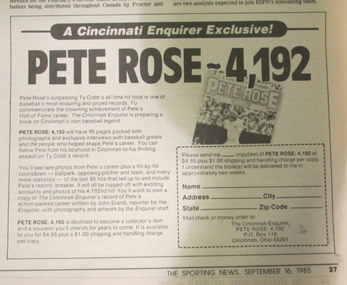 1981 to 1986 The Sporting News Lot of 7 Pete Rose Changing Teams / Ty Cobb / HOF - Picture 18 of 24