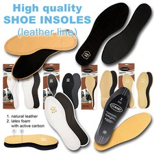 High Quality SHOE INSOLES Inserts Ladies Men Leather Line, Unisex /// All Sizes