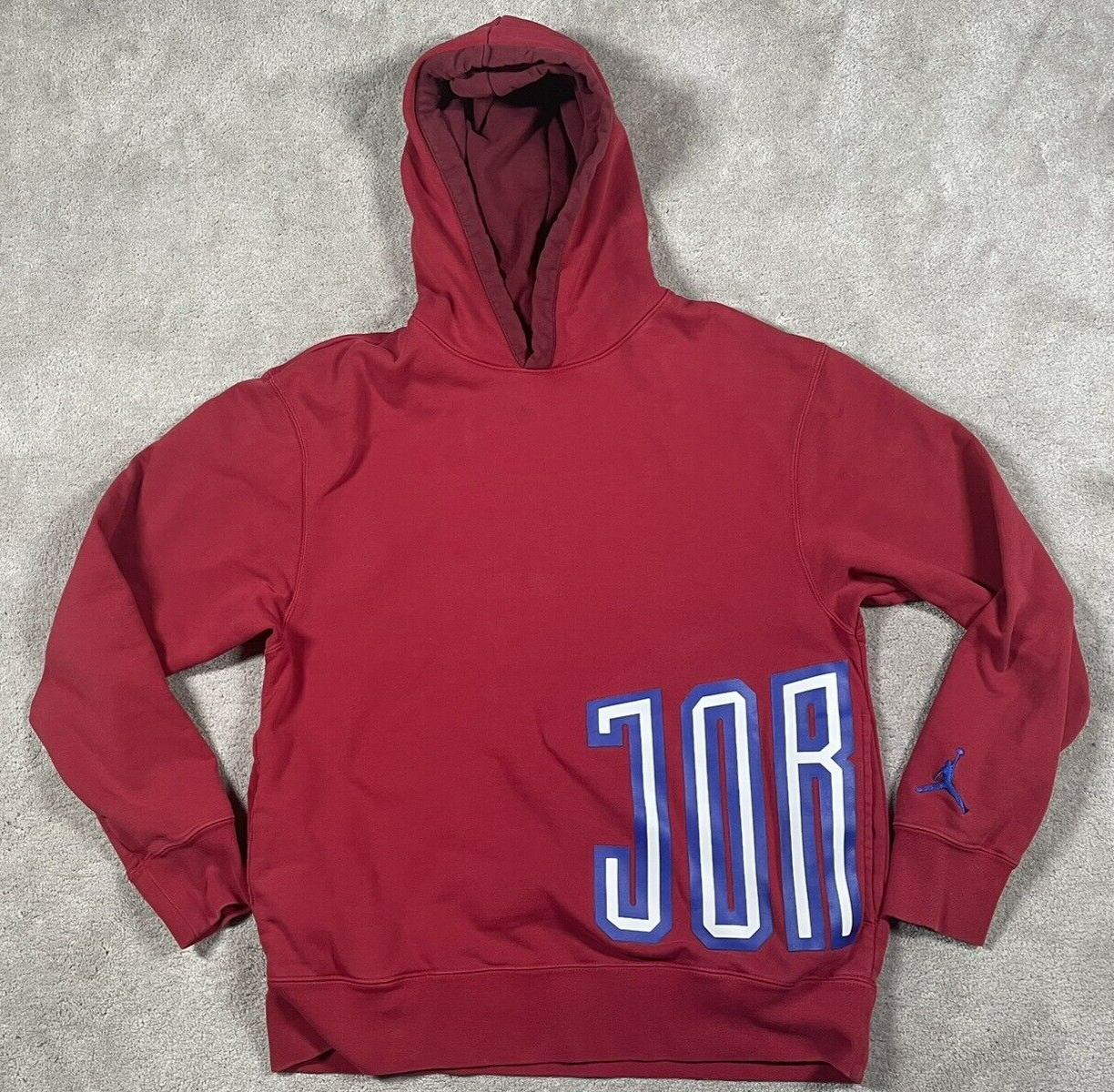 SACAI X NIKE Nike Jordan Felpa con Cappuccio Uomo Medium M Rosso Air Pockets Spell Out Felpa Giacca