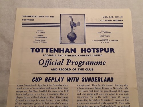 1961 WEDS MAR 8th TOTTENHAM HOTSPUR V SUNDERLAND CUP TIE FOOTBALL PROGRAM,EX CON - Picture 11 of 12