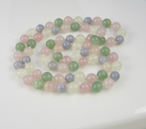 Estate Gorgeous 10mm Bright Pink Rose Quartz Aventurine Bead Knotted Necklace - Picture 7 of 8