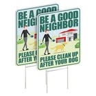 Clean Up After Your Dog Signs 2 Pack 12"x9" with Metal Stake