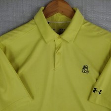 UNDER ARMOUR x JUPITER CC Size Medium Mens Yellow HeatGear Polo Shirt Wicking