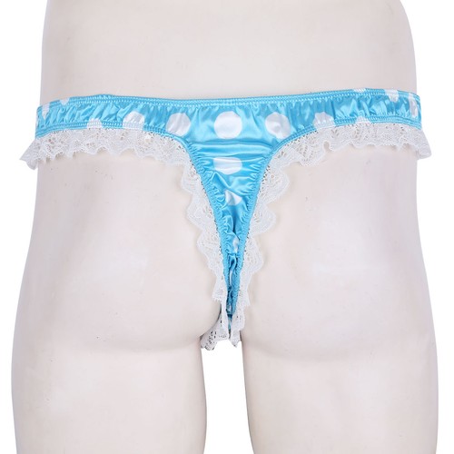 Sexy Men Satin Lace Ruffle Thongs Briefs Low Rise Sissy Pouch Panties Underwear - Picture 39 of 67