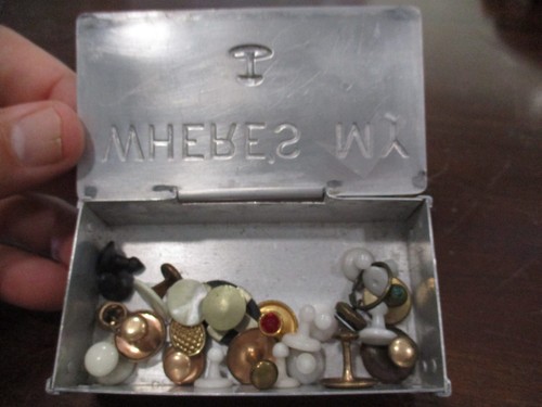 PAN AMERICAN 1901 SOUVENIR BOX,WHERE'S MY BUTTONS ALUMINUM ANTIQUE TRINKET BOX - Picture 8 of 9