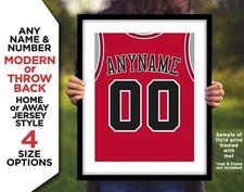 CHICAGO BULLS Style Jersey Photo Picture ANY NAME & NUMBER - 8x10 11x14 16x20