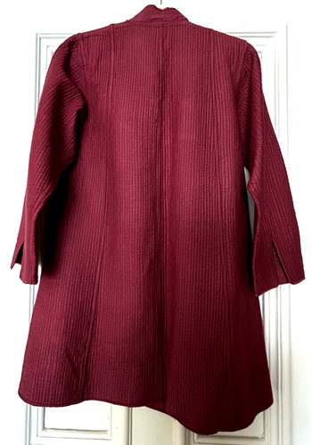 **Fab Quilted Raspberry Long Sleeve Cotton Jacket Coat S/M** - Picture 13 of 17