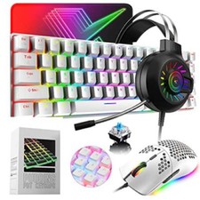 60 Mechanical Gaming Keyboard Mouse Headset pad and PBT White