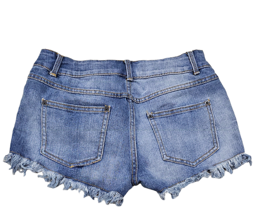 Pantalones Cortos de Jean de Denim No Boundaries para Mujer Cortados con Tachuelas Talla 3 Juniors Botón Mosca - Imagen 2 de 4