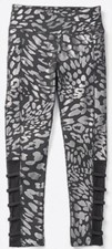 Justice Size 7 Wild Leopard Print Shimmering Foil Legging in Black and Silver