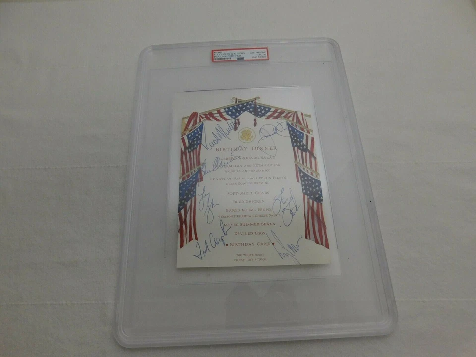 2008 WHITE HOUSE Dinner Menu Signed x7 Golf PGA Couples Crenshaw PSA Encapsulate - Image 2 of 4