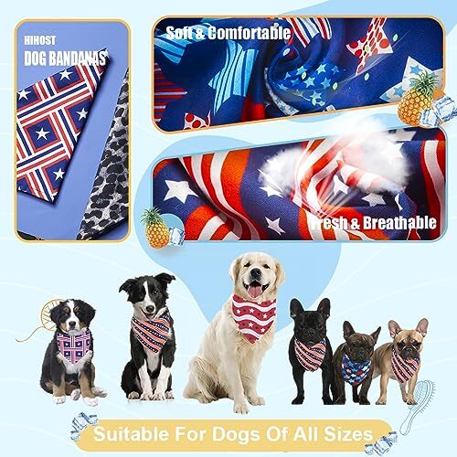 Dog 4th of July Bandana 2 Pack - Dog Apparel & Medium USA FLAG-TWO PACK - Bild 2 von 6