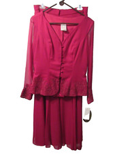 watters and watters 2-PC cranberry 100% Silk with lace trim Size 12 NWT/Defects