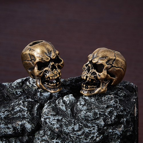 1 x Messing Skull groß Totenkopf Beads Paracord Lanyard Antik Bronze EDC - Bild 7 von 9