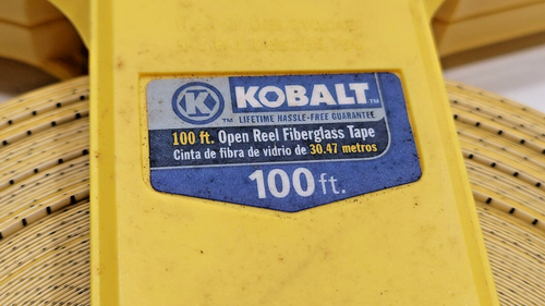 Kobalt 100 Foot Open Reel Measuring Tape Tool Hand Crank Ft Yellow - Picture 10 of 13
