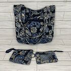 Vera Bradley Windsor Navy Blue 3 Piece Lot Purse Shoulder Tote Id Holder Wallet