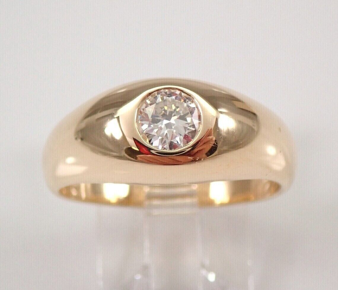 Anillo de compromiso solitario gitano real moissanita de 2 quilates enchapado en oro amarillo 14 K