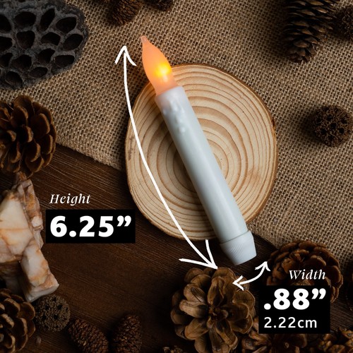 12-Pack LED Candles Flameless Taper Warm White Body Wax Dipped Battery Operated - Picture 4 of 13