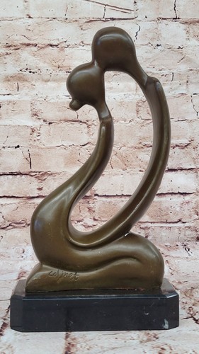 Collectible Bronze Sculpture Abstract Kissing Couple Modern Art Statue Figurine - Picture 3 of 10