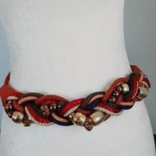 Braided Small Medium Beaded Macrame Rope Boho 90s 80s Maximalist Colorful Belt